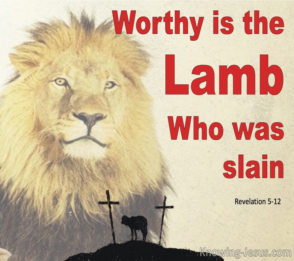Revelation 5:12 Worthy Is The Lamb That Was Slain (red)